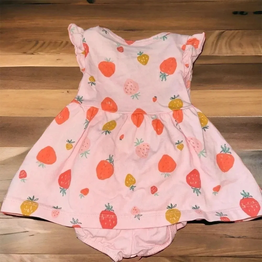 Carters Just One You Infant Girl Pink Dress W/Strawberries Size 3 Months